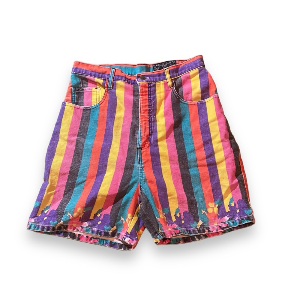 Vintage Not Guilty Retro Striped Denim Shorts Multicolor Size Womens 4